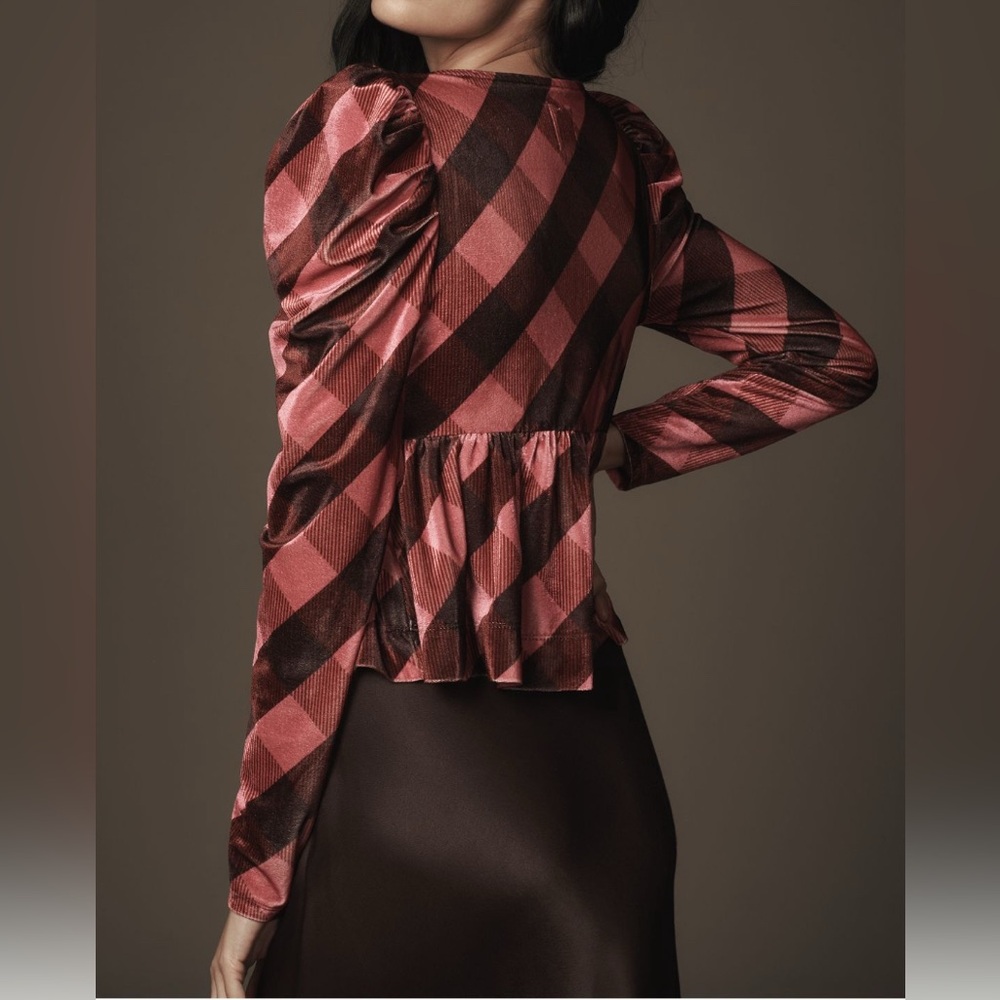 Maeve Velvet Babydoll Top in Black
